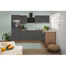 Respekta Winkelküche York 280 x 172 cm L-Form E-Geräte grau seidenglanz
