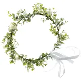 Blumenkrone, Blumenkranz Haar, Braut-Kopftuch Grüne Krone Haarband mit Getrockneten Blumen für Hochzeit, Zeremonie, Party, Festival