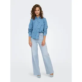 Only ONLMADISON BLUSH HW Wide DNM CRO495 NOOS Turquoise/Light Blue Bleached Denim XS(34)/34