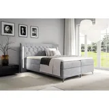 Fun Möbel Boxspringbett Schlafzimmerbett ELODIE 180x200cm Hellgrau inkl. Ambiente-LED