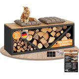 BLACK OAK Kaminholzbank Ohio schwarz matt bis 400kg - 102 × 41 × 35 cm