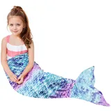 Catalonia Classy Blau Meerjungfrauenflosse 4-6 Jahre Mädchen, Meerjungfrau Flosse Decke Farbwechsel Kinder Damen Erwachsene Frauen, Meerjungfrau Flossen Schwanz Schlafsack Geschenke für Mädchen