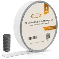 ECENCE Metallband selbstklebend, (3m), Ferroband Weiss, Magnetband selbstklebend, (35mm
