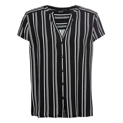 bonprix Kurzarmbluse, schwarz, 44