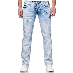 Straight-Jeans RUSTY NEAL, Herren, Gr. 30, Länge 32, blau (hellblau), 99% Baumwolle, 1% Elasthan, unifarben, casual, Jeans, im außergewöhnlichen Design