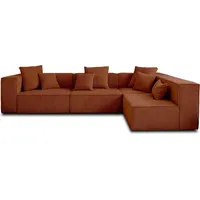 Lisa Design Colombine, Modulares Ecksofa rechts, 5-Sitzer, aus Cord , Terrakotta - Orange