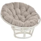 Krines Home XXL-Sessel Papasansessel XXL mit Kissen Relax Papasan Chair (120cm), Natur Rattan Liegesessel weiß
