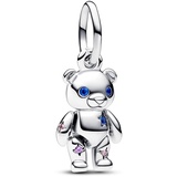 PANDORA Moments Beweglicher Baby-Teddybär Charm-Anhänger aus Sterling Silber, Kompatibel Moments Armbändern, 792986C01