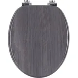 Woltu Premium WC-Sitz Toilettensitz mit Absenkautomatik, MDF Holzkern, Softclose Scharnier, Antibakteriell, Desgin Décor Schwarz