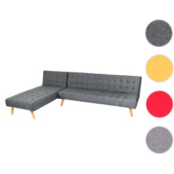 Ecksofa HWC-K38, Sofa Klappsofa, Liegefl√§che links/rechts, Stoff/Textil Massivholz MVG-zertifiziert 256cm ~ dunkelgrau