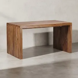 KADIMA DESIGN Schreibtisch TEKO: Massivholz Sheesham, Stauraum, abgerundete Ecken, stabil. Braun, 140x80x76 cm