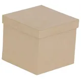 Décopatch Box quadratisch Pappmaché 16 x 16 x 14 cm Kartonbraun