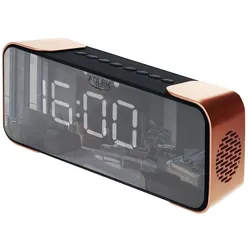 Adler AD 1190 Funkwecker mit Radio Kupfer Design digital Radiowecker 3 Wecker Modi LED Bluetooth schwarz