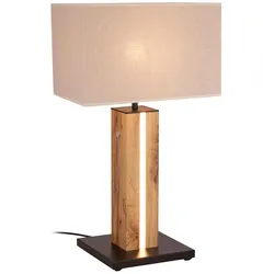 Tischleuchte Flame Holz eiche Textilschirm natur 1xE27 + LED dimmbar