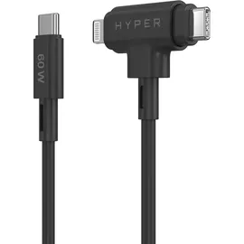 Targus HyperJuice USB-C und Lightning Hybrid-Silikonkabel (1,5m) - Schwarz