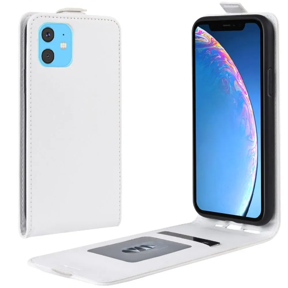 Flip Case Handyhülle für iPhone 11 Pro Max Vertikal Schutzhülle Tasche Cover Weiß Bumper Smartphone Kartensteckplatz-Kreditkarte-Geldscheine EC-Karte Bank-Karte