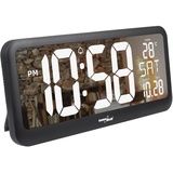 Green Blue Digitale Uhr mit Temperatuursensor 37x17cm Große Wanduhr Alarm LCD Display Zum Aufstellen auf Einem Tisch oder Zum Aufhängen an der Wand Stromversorgung über Netzteil