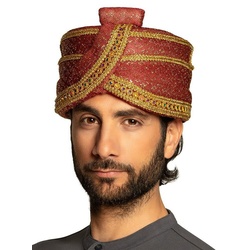 Boland Kostüm Maharadscha Turban, Kopfbedeckung im Stile indischer Herrscher rot
