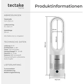 Tectake Turmventilator Polar Weiß