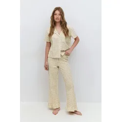 Gina Tricot - Gingham seersucker trousers - Hosen - Gelb - L - Dame - Gelb - L