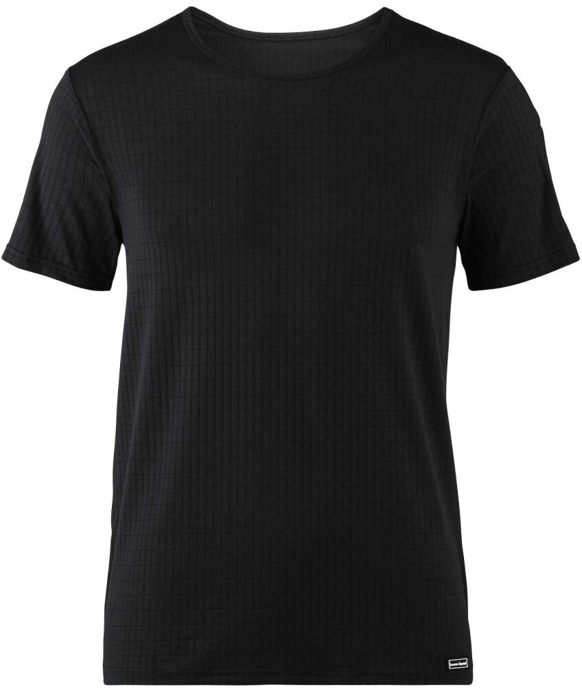 Bruno Banani Herren T-Shirt - Oberteil, Shirt, Multipack, Check Line 2.0, Polyamid, Rundhals, Logo, einfarbig Schwarz 2XL 3er Pack (3x1P)