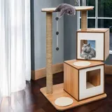hagen deutschland gmbh & co. Kratzbaum Stabil Katzenbaum Kletterbaum Höhle Katzenmöbel Holz Optik - Braun