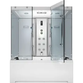 SeniorBad Kombination Badewanne Dusche K80-WS-EH-B-EC-SC-EA Duschtempel 180x100 cm Schlauchreinigung + Scheibenversiegelung - Weiß