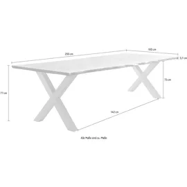 Home Affaire Esstisch HOME AFFAIRE "Manhattan", beige (natur, weiß, natur), B:200cm H:77cm T:100cm, Tische, Esstisch, mit Massivholzplatte Akazie lackiert, Baumkantentisch im Landhaus Stil