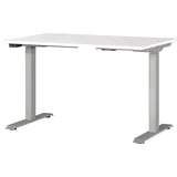 GERMANIA JET höhenverstellbarer Schreibtisch weiß rechteckig, T-Fuß-Gestell silber 120,0 x 80,0 cm