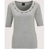 Madeleine Shirt Elegantes Oberteil mit Schmucksteinen Grau 42