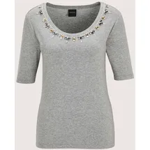 Madeleine Shirt Elegantes Oberteil mit Schmucksteinen Grau 42