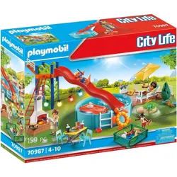 PLAYMOBIL City Life 70987 Poolparty mit Rutsche, Mit Lichteffekt, Spielzeug f...