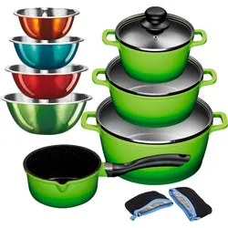 Topf-Set KING "ALUGUSS", bunt, Töpfe, Glasdeckel,Induktion,Keramikantihaftbeschichtung