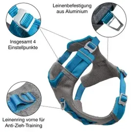 Kurgo Journey Air Hundegeschirr, Mit gepolstertem Brustteil und Rückgriff, Für Hunde von 23-34 kg, Größe L,