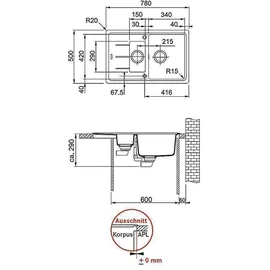 Franke Basis BFG 651-78 Onyx + Excenterbetätigung