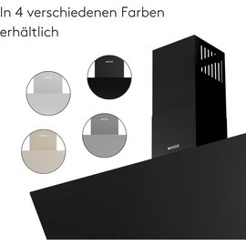 Wiggo Dunstabzugshaube 90cm kopffrei I Abluft Umluft Dunstabzug 626m3/h - Touch-Display 4 Stufen I Energieeffizienzklasse A Schräghaube ... - Schwarz
