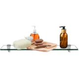Swanew - Glasablage Glasregal ideal für Bad, Dusche und zur modernen Dekoration mit Halterung aus Edelstahl 8 mm 60x10 cm Klarglas