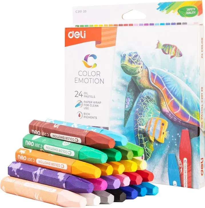 Deli Ölkreiden, Kunstbedarf, gemischte Farben, Set mit 24 Farben