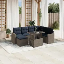 vidaXL Gartensofa-Set 8-tlg. grau Polyrattan