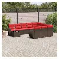 vidaXL Gartensofa-Set 11-tlg. braun Polyrattan