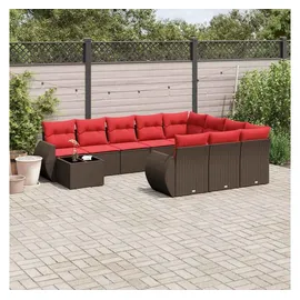 vidaXL Gartensofa-Set 11-tlg. braun Polyrattan