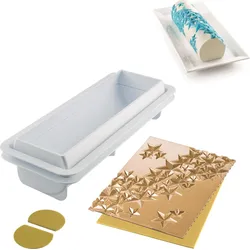 Starlight Buche Form für kalten Kuchen mit Strukturmatte für Kuchendekoration 2 El.