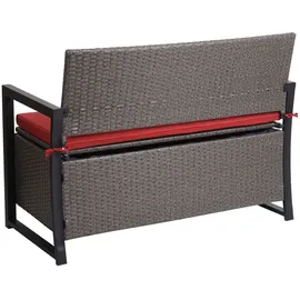 Mendler HWC-F39 2er Sitzbank 120 x 60 x 45 cm Grau
