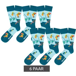 6 Paar Moustard Eye of Horus Baumwoll-Socken mit ägyptischen Symbolen gemusterte lange Strümpfe 20S-EYEH Blau/Gelb/Orange/Grün - 41-46