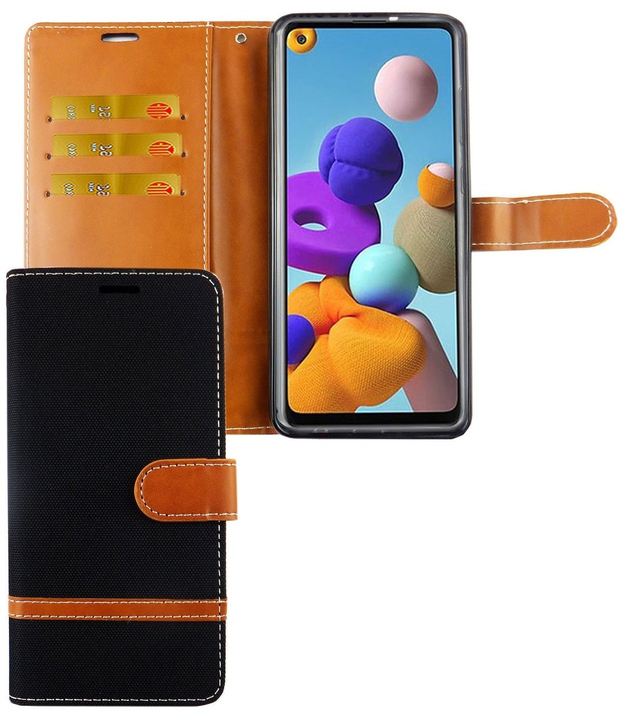 Hülle Handy Schutz für Samsung Galaxy A21s Case Cover Tasche Wallet Etui Bumper