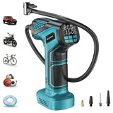 Ecarke Akku-Kompressor kompatibel mit Ma kita 18V: Tragbare Luftpumpe mit digitalem Display, Verlängerungsschlauch, Düsenaufsätze, 10 bar Maxdruck, ideal für Auto, Fahrrad, Motorrad, Bälle – Ohne Akku