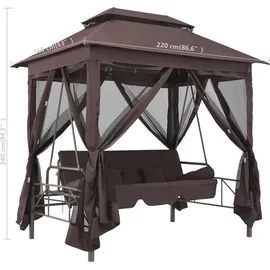 vidaXL Pavillon umwandelbare Schaukelbank 2,20 x 1,60 m kaffeebraun