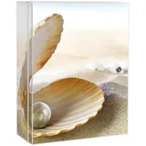 Banjado XXL Medizinschrank Abschliessbar 35x46x15cm Arzneischrank Weiß Aus Metall Mit Motiv Perlenmuschel