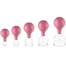 pulox Schröpfgläser Set aus Echtglas 5 Stück. diverse Größen Pink