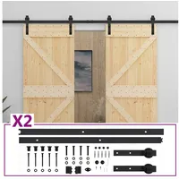 vidaXL Schiebetür links 2 x 210 cm Braun/Schwarz